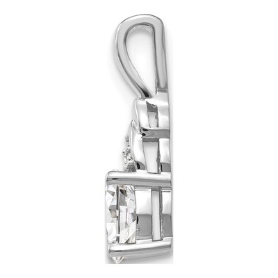 14K White Gold White Topaz & Diamond April Birthstone Pendant – view 2
