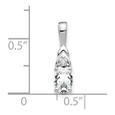 14K White Gold White Topaz & Diamond April Birthstone Pendant – view 3