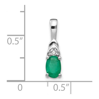 14K White Gold Emerald & Diamond May Birthstone Pendant – view 4