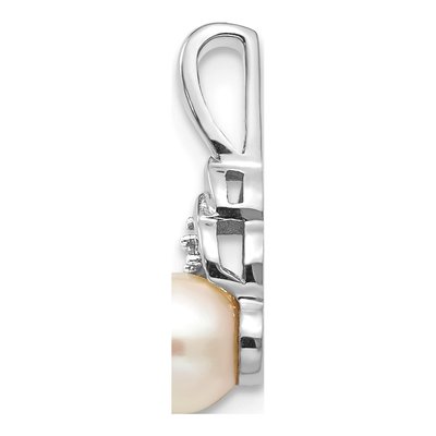 14K White Gold Freshwater Cultured Pearl & Diamond June Pendant – view 2