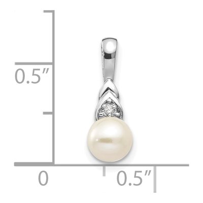 14K White Gold Freshwater Cultured Pearl & Diamond June Pendant – view 3