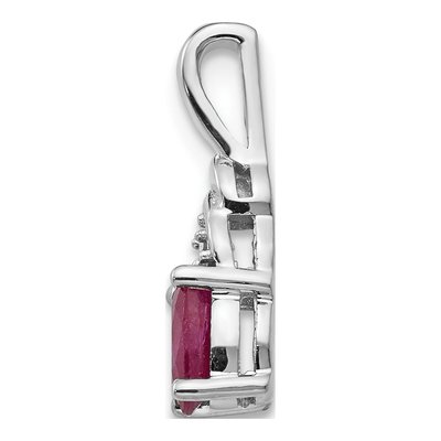 14K White Gold Ruby & Diamond July Birthstone Pendant – view 3