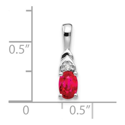 14K White Gold Ruby & Diamond July Birthstone Pendant – view 4