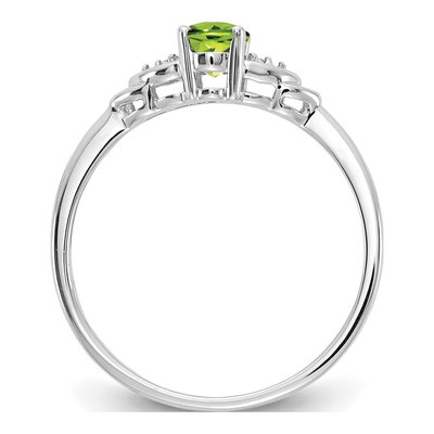 14K White Gold Peridot & Diamond Oval Ring – view 2