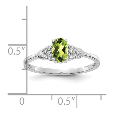 14K White Gold Peridot & Diamond Oval Ring – view 3