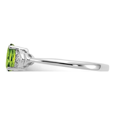 14K White Gold Peridot & Diamond Oval Ring – view 4