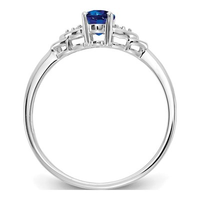 14K White Gold Sapphire & Diamond Oval September Ring – view 3