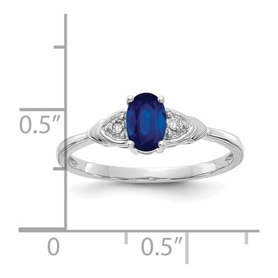 14K White Gold Sapphire & Diamond Oval September Ring – view 4