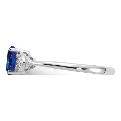 14K White Gold Sapphire & Diamond Oval September Ring – view 5