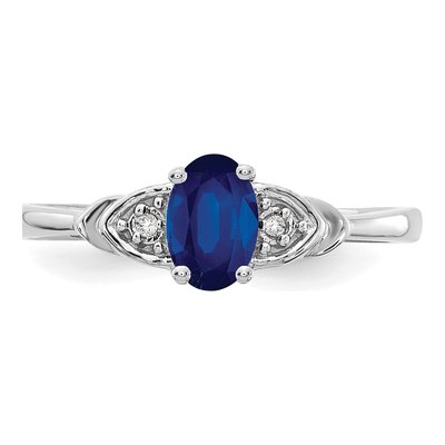 14K White Gold Sapphire & Diamond Oval September Ring – view 6