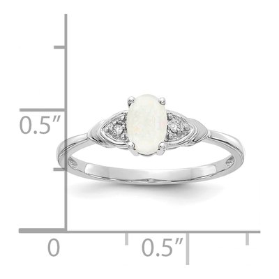 14K White Gold Opal & Diamond Oval October Ring – view 3