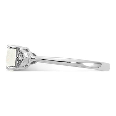 14K White Gold Opal & Diamond Oval October Ring – view 4