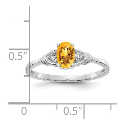 14K White Gold Citrine & Diamond Oval Ring – view 3
