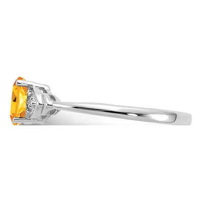 14K White Gold Citrine & Diamond Oval Ring – view 4
