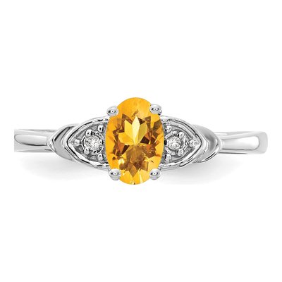 14K White Gold Citrine & Diamond Oval Ring – view 5