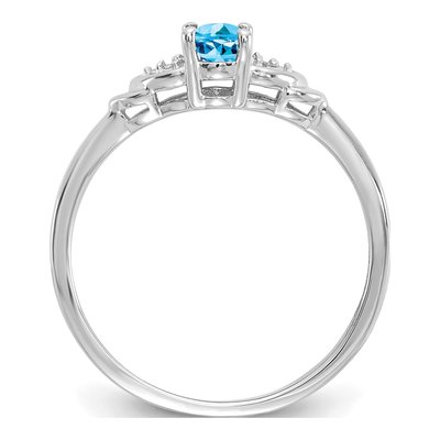 14K White Gold Swiss Blue Topaz & Diamond Ring – view 2