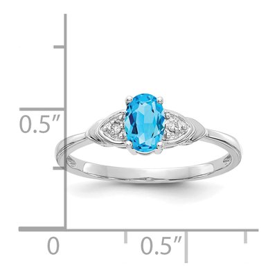 14K White Gold Swiss Blue Topaz & Diamond Ring – view 3