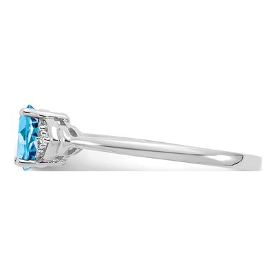 14K White Gold Swiss Blue Topaz & Diamond Ring – view 4