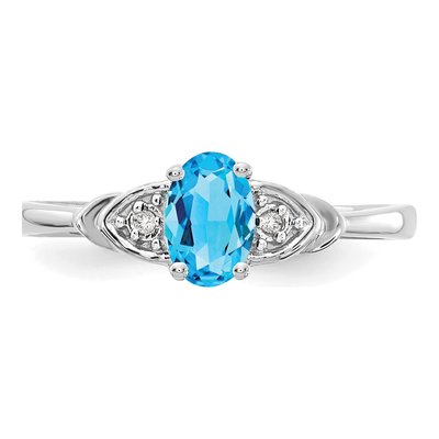 14K White Gold Swiss Blue Topaz & Diamond Ring – view 5