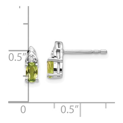 14K White Gold Oval Peridot & Diamond Stud Earrings – view 4