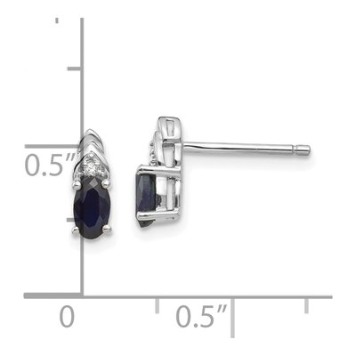 14K White Gold Oval Sapphire & Diamond September Stud Earrings – view 4