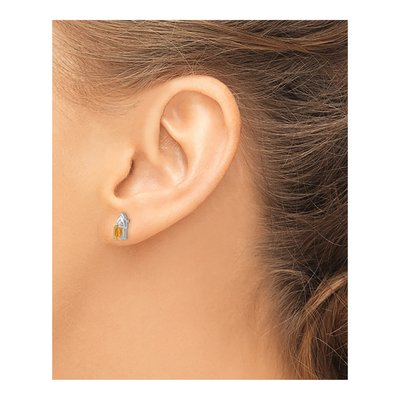 14K White Gold Oval Citrine & Diamond November Birthstone Stud Earrings – view 3