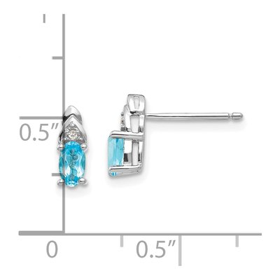 14K White Gold Oval Swiss Blue Topaz & Diamond Stud Earrings – view 4