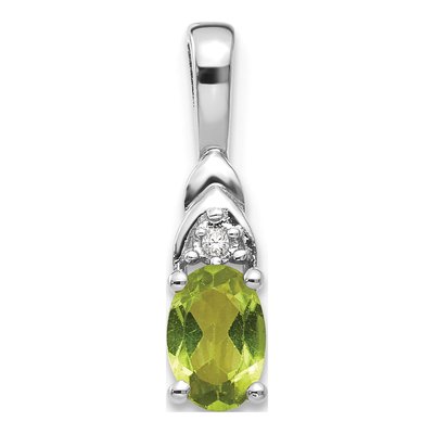 14K White Gold Peridot & Diamond Birthstone Pendant