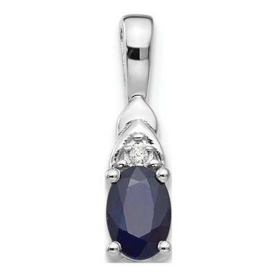 14K White Gold Sapphire & Diamond September Pendant