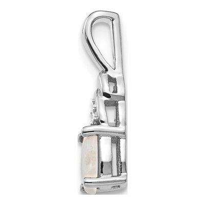 14K White Gold Opal & Diamond October Pendant – view 3