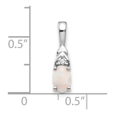 14K White Gold Opal & Diamond October Pendant – view 4