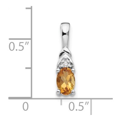 14K White Gold Citrine & Diamond Birthstone Pendant – view 3