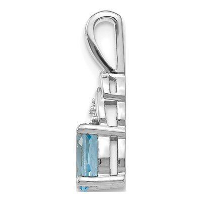 14K White Gold Swiss Blue Topaz & Diamond Birthstone Pendant – view 2