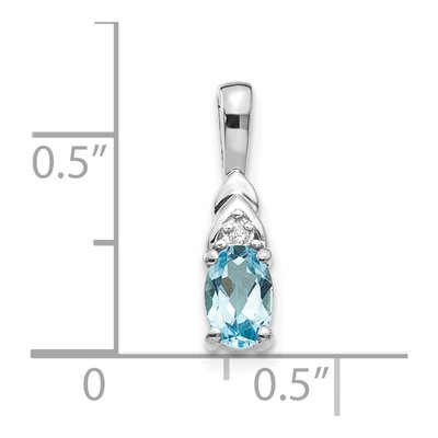14K White Gold Swiss Blue Topaz & Diamond Birthstone Pendant – view 3