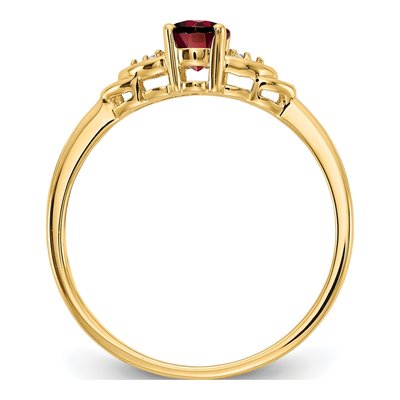 14K Yellow Gold Garnet & Diamond Oval Ring – view 2