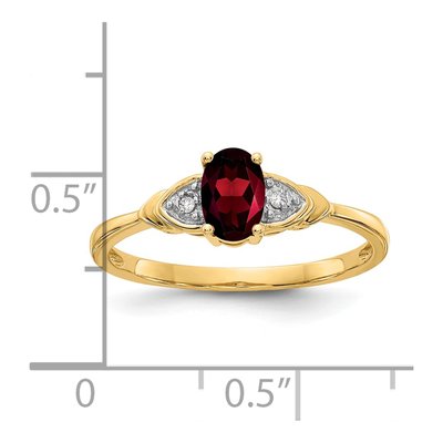 14K Yellow Gold Garnet & Diamond Oval Ring – view 3