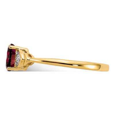 14K Yellow Gold Garnet & Diamond Oval Ring – view 4
