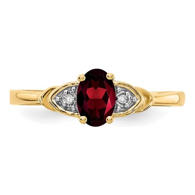 14K Yellow Gold Garnet & Diamond Oval Ring – view 5