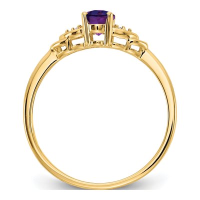 14K Yellow Gold Amethyst & Diamond Oval Ring – view 2