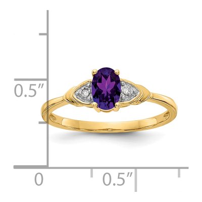 14K Yellow Gold Amethyst & Diamond Oval Ring – view 3