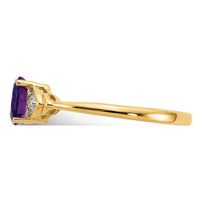 14K Yellow Gold Amethyst & Diamond Oval Ring – view 4