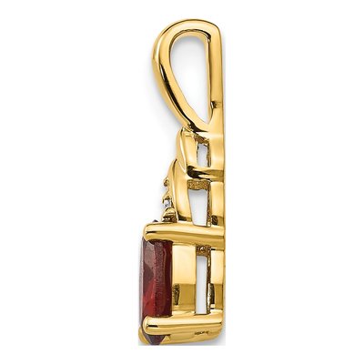 14K Yellow Gold Garnet & Diamond January Oval Pendant – view 2