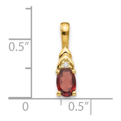 14K Yellow Gold Garnet & Diamond January Oval Pendant – view 3