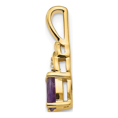 14K Yellow Gold Amethyst & Diamond February Pendant – view 2