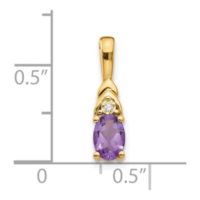 14K Yellow Gold Amethyst & Diamond February Pendant – view 3
