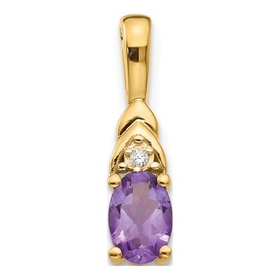 14K Yellow Gold Amethyst & Diamond February Pendant