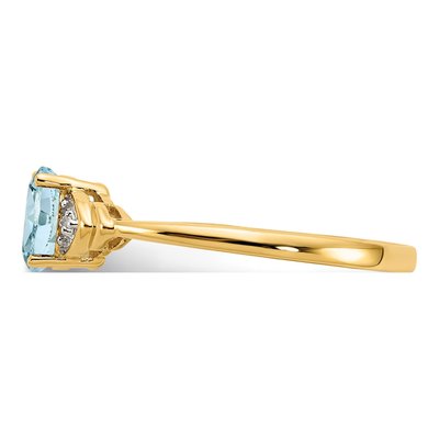 14K Yellow Gold Aquamarine & Diamond Oval Ring – view 5