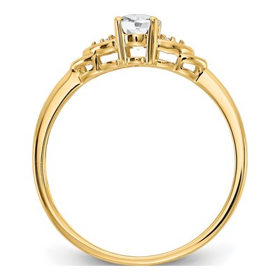14K Yellow Gold White Topaz & Diamond Oval Ring – view 3
