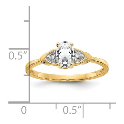 14K Yellow Gold White Topaz & Diamond Oval Ring – view 4