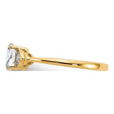 14K Yellow Gold White Topaz & Diamond Oval Ring – view 5